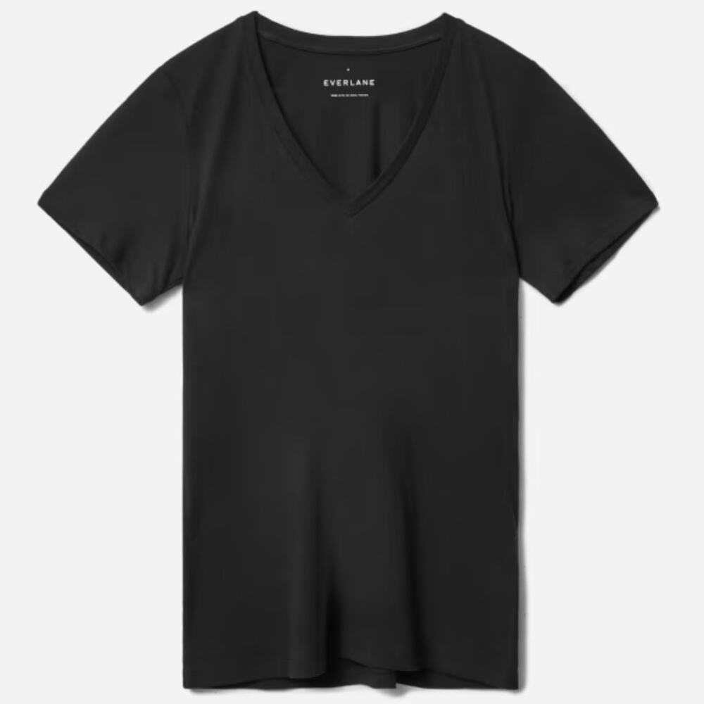 NWT Everlane The Organic Cotton V-Neck Tee in Black